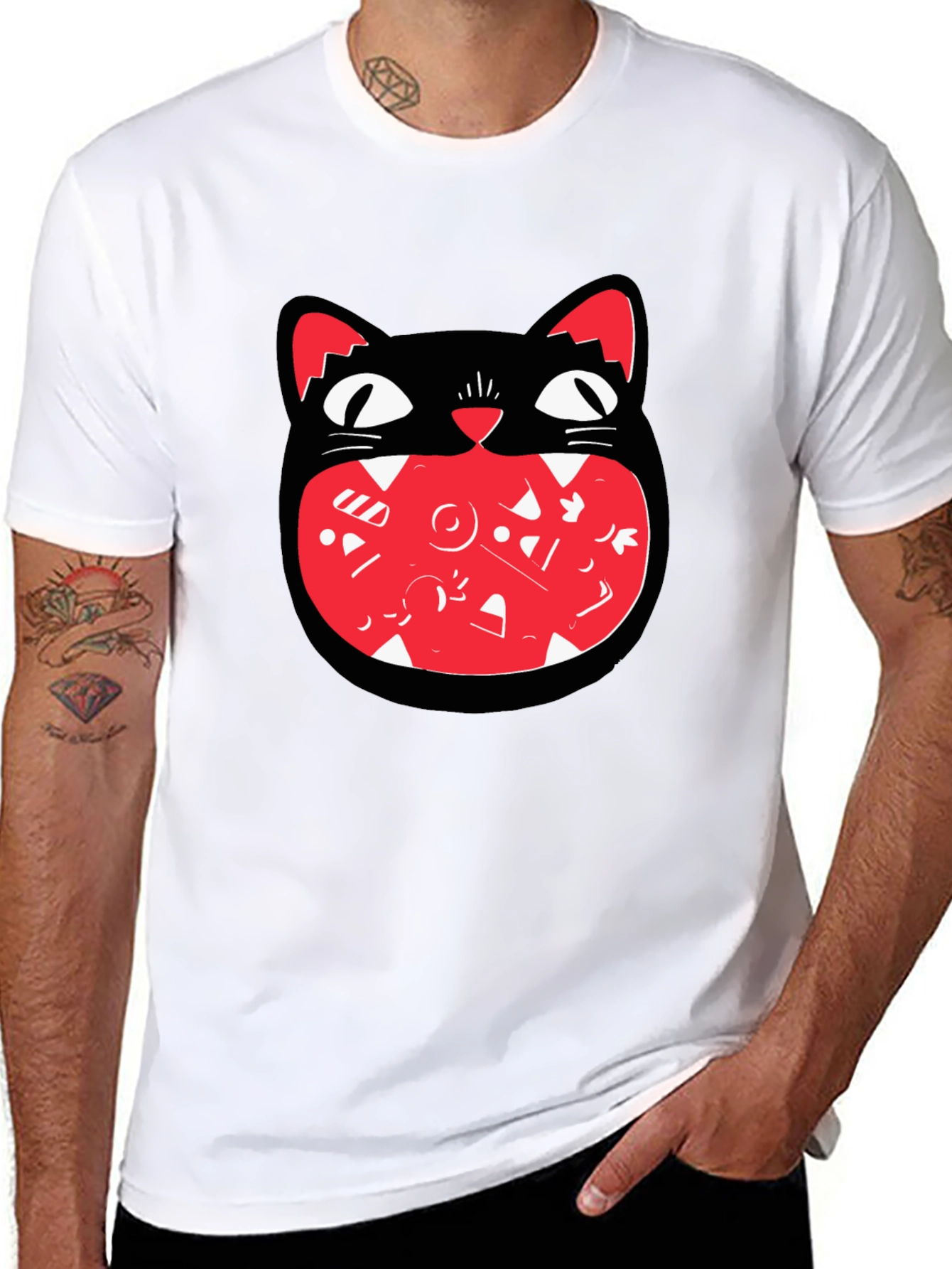 Black Cat Graphic Tee - Fun and Unique Design