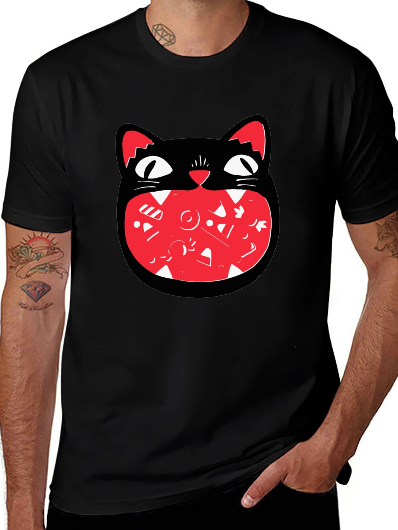 Black Cat Graphic Tee - Fun and Unique Design