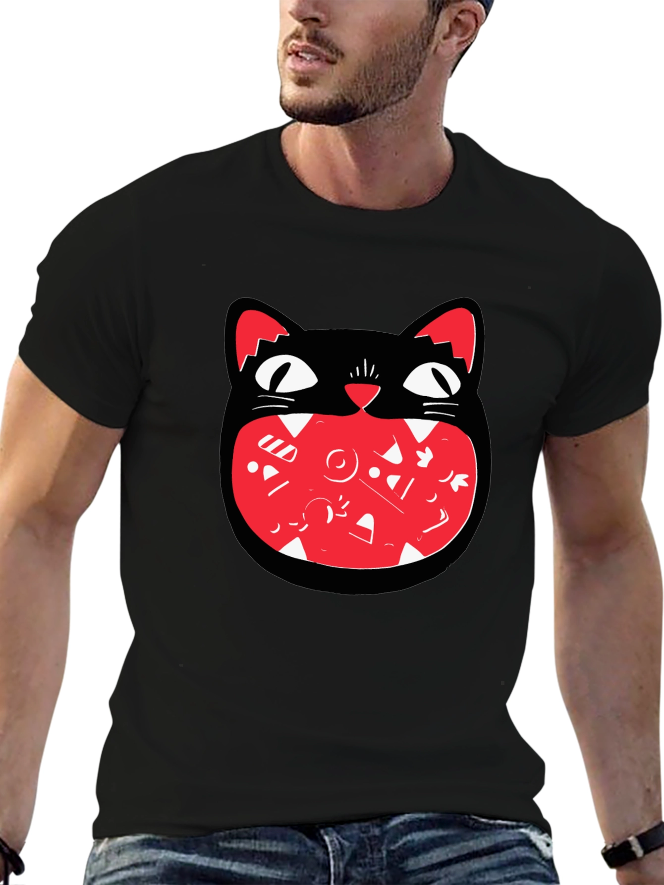 Black Cat Graphic Tee - Fun and Unique Design