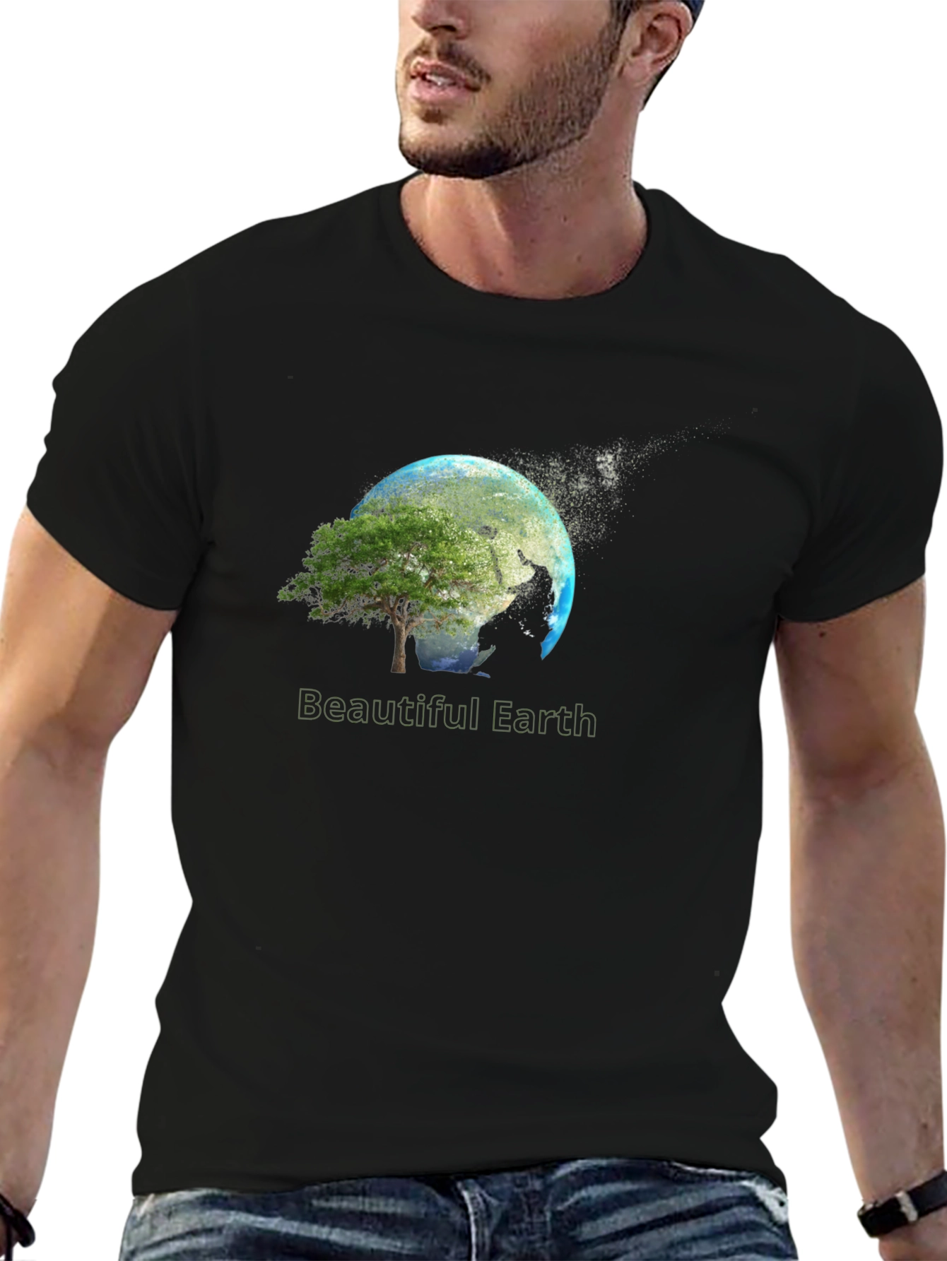 Beautiful Earth Graphic Print Black T-Shirt
