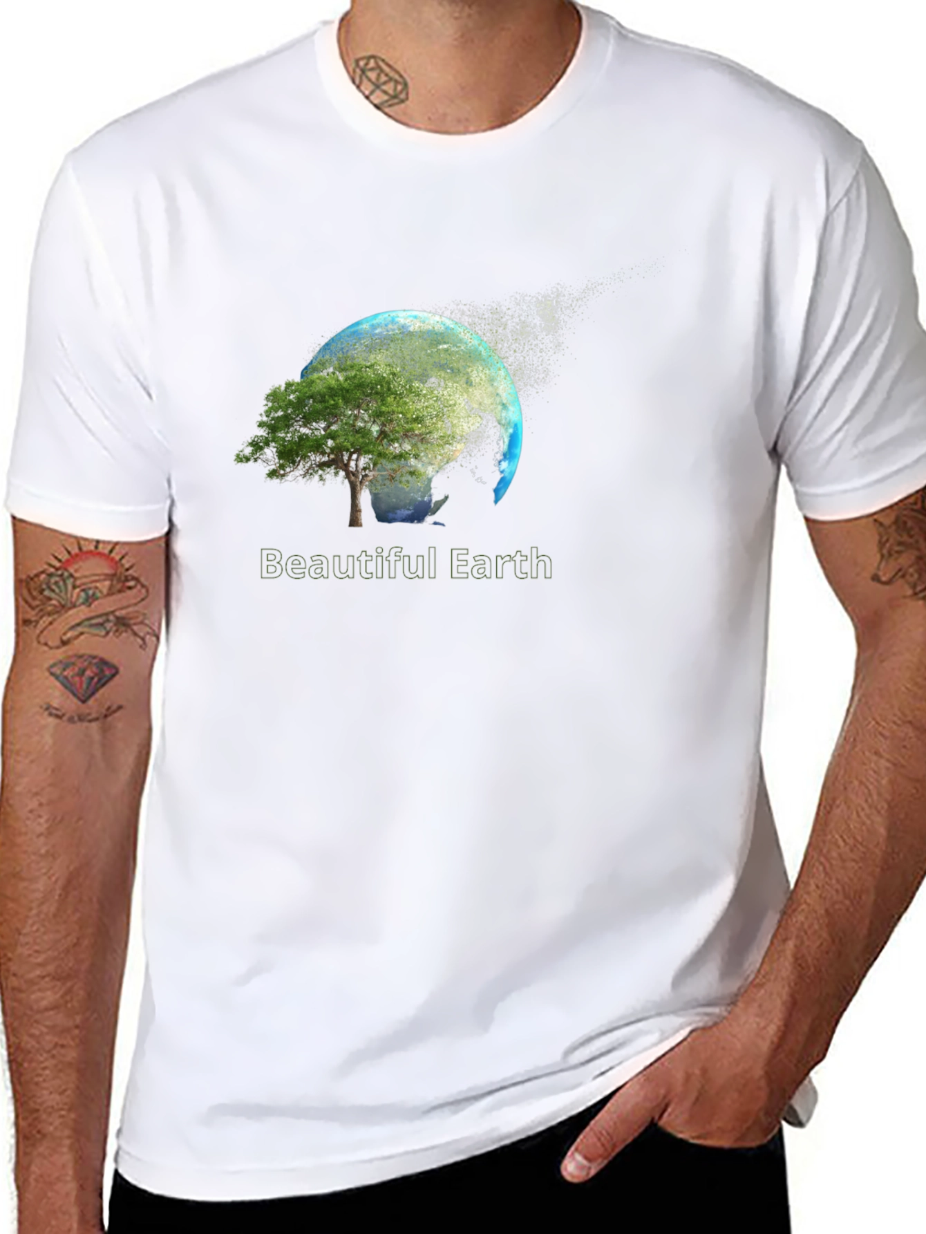 Beautiful Earth Graphic Print Black T-Shirt