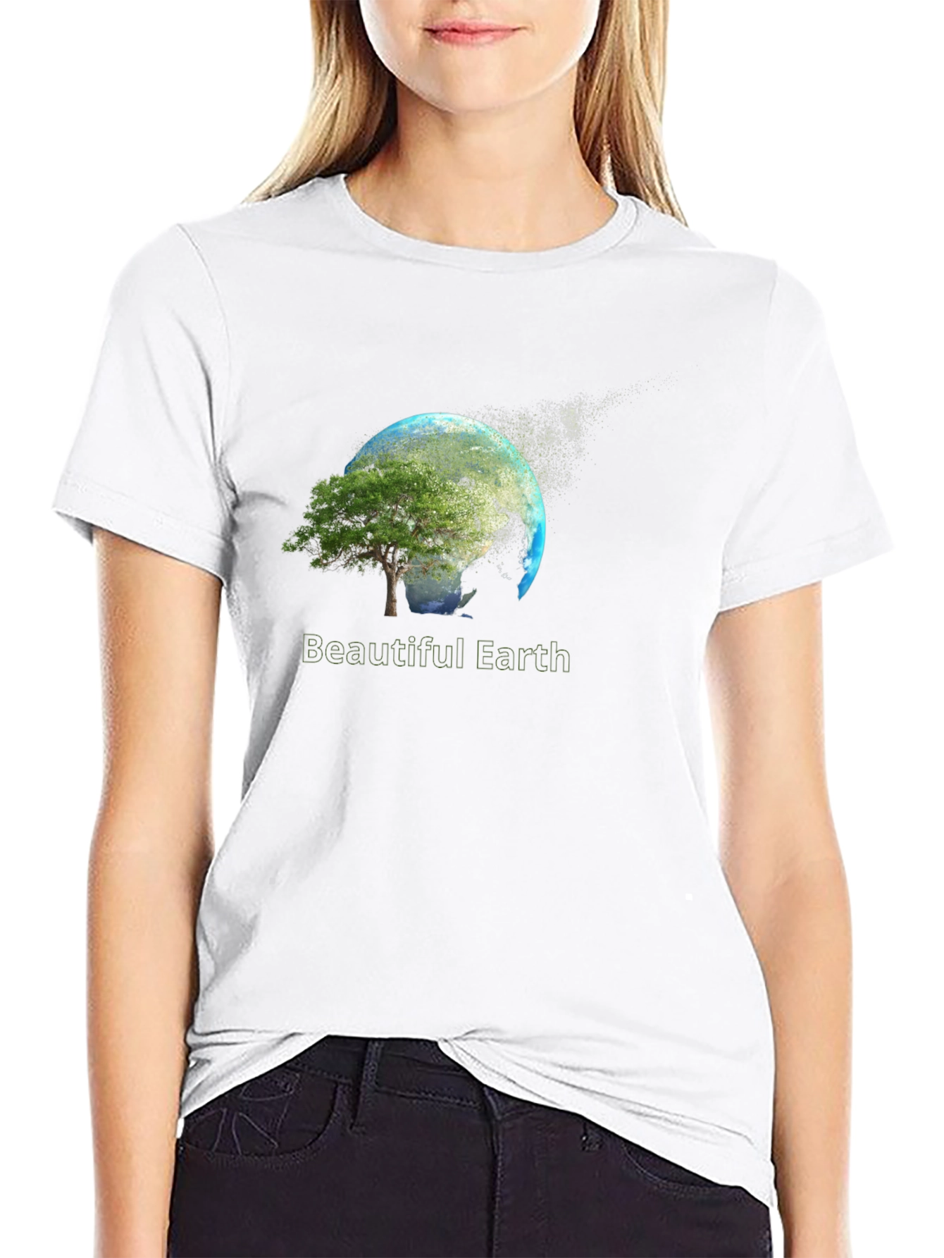 Beautiful Earth Graphic Print Black T-Shirt