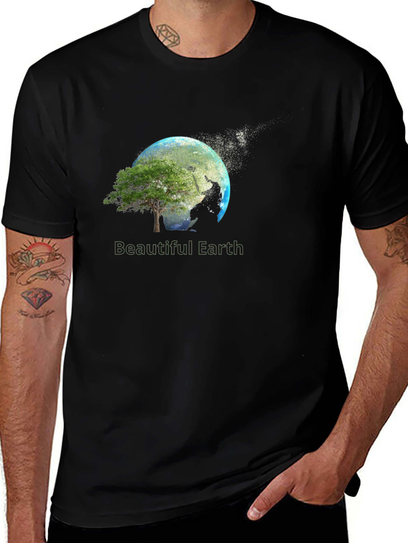 Beautiful Earth Graphic Print Black T-Shirt