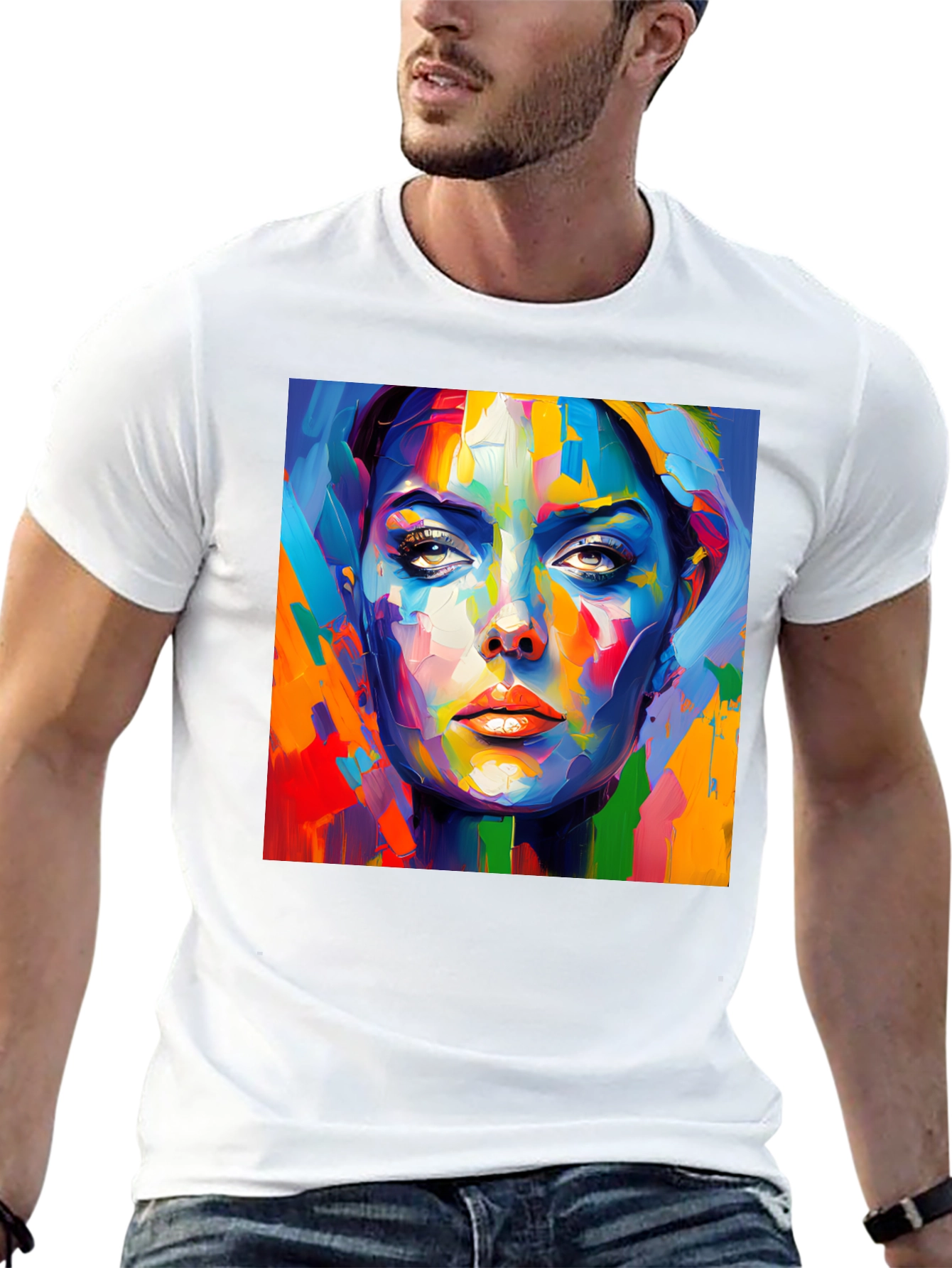 Abstract Portrait Graphic Tee - Modern Art Shirt