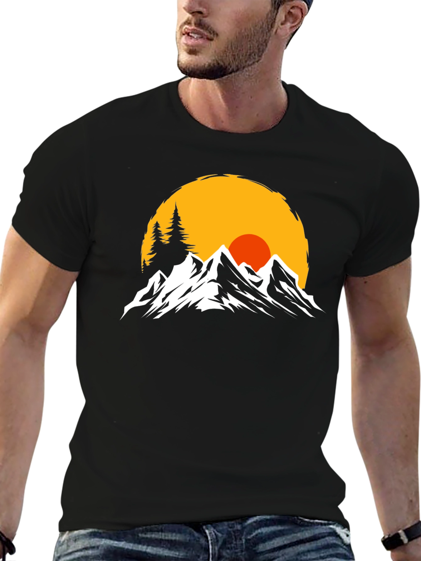 Mountain Sunset Graphic Tee - Black