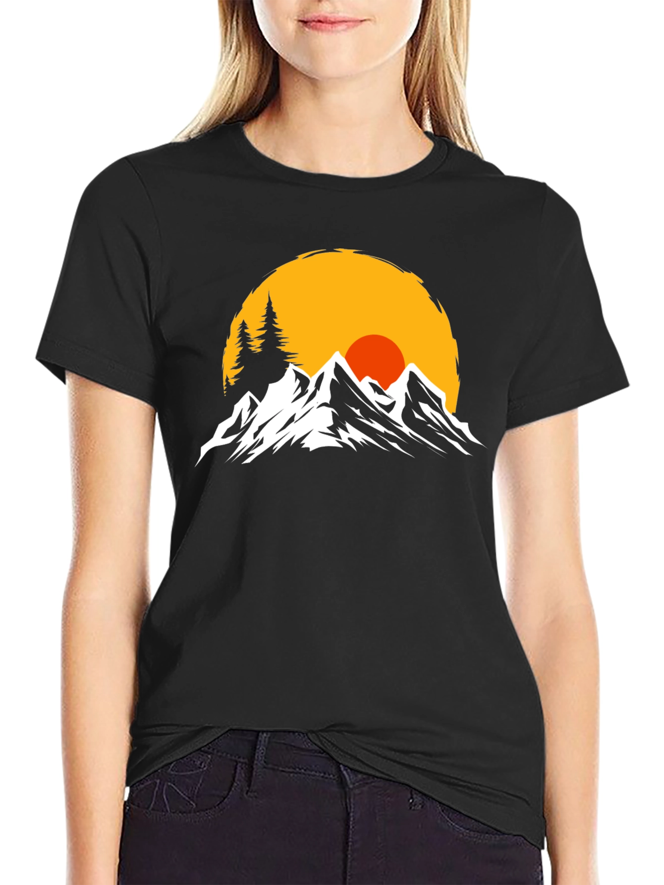 Mountain Sunset Graphic Tee - Black