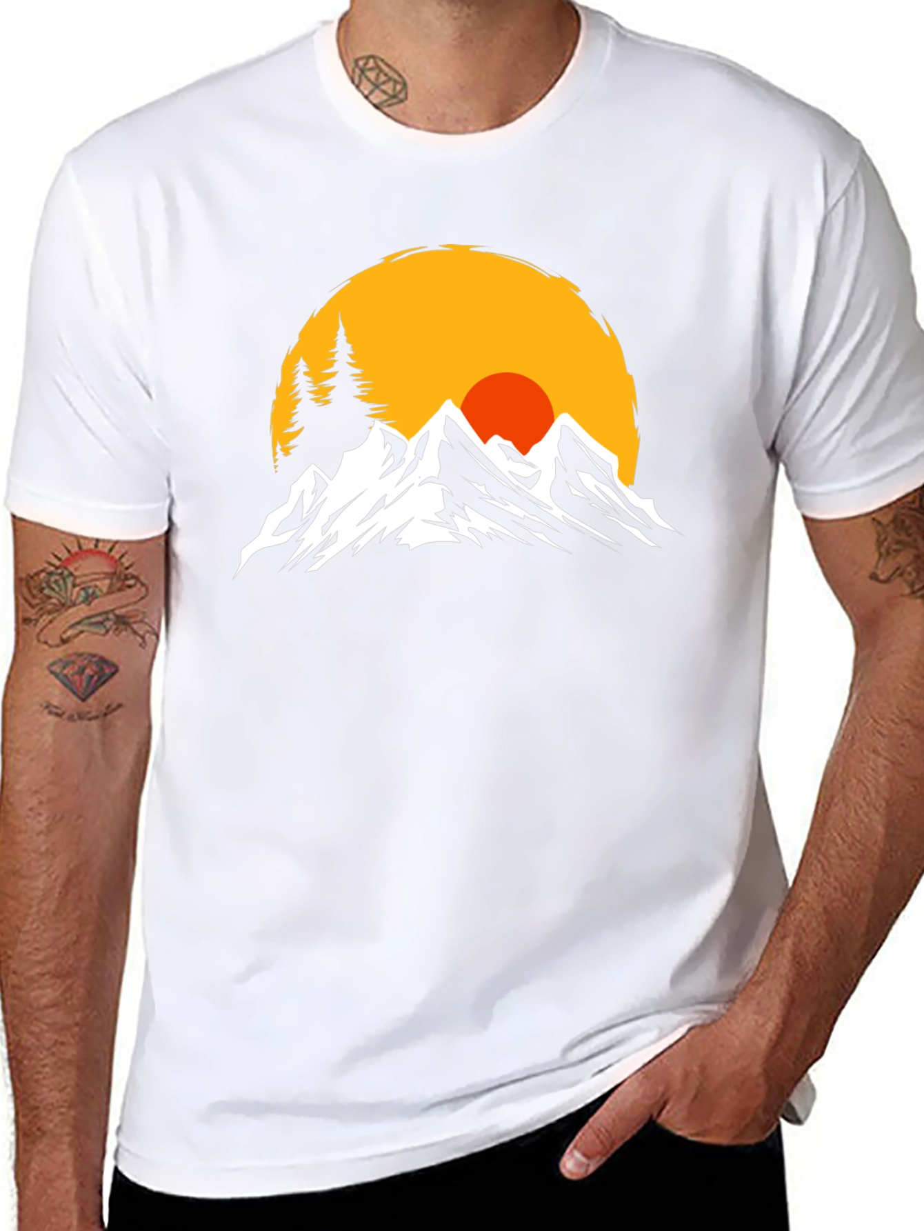 Mountain Sunset Graphic Tee - Black