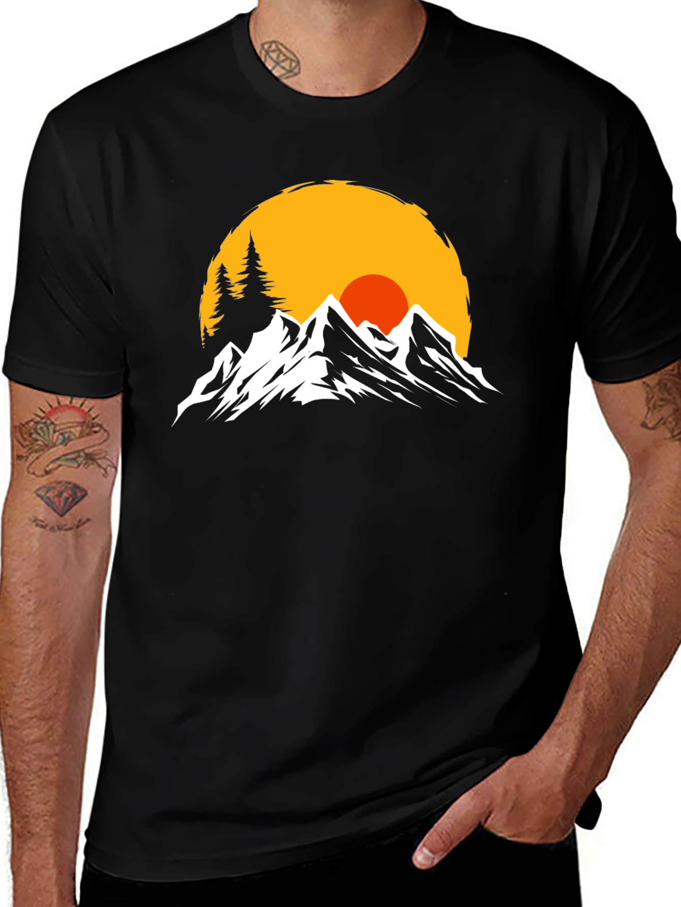 Mountain Sunset Graphic Tee - Black