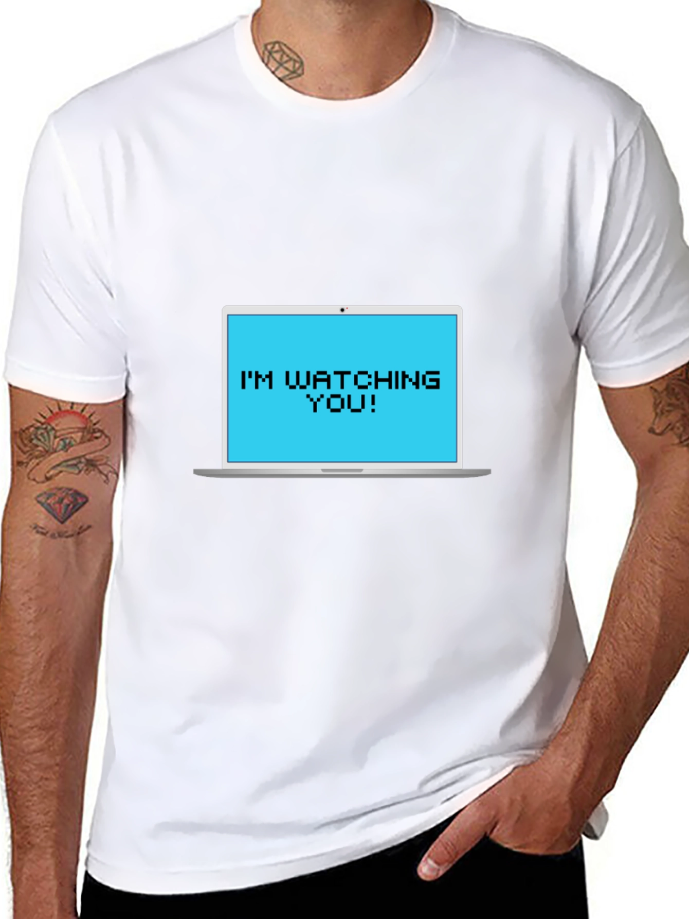 Im Watching You Pixelated Laptop Tee