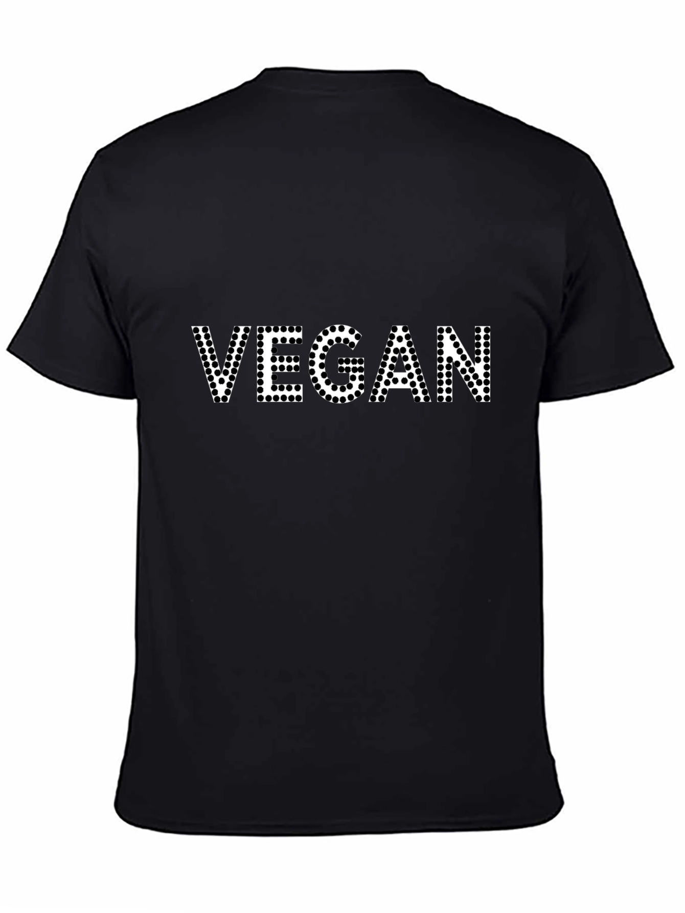Vegan Black T-Shirt - Dotted Lettering