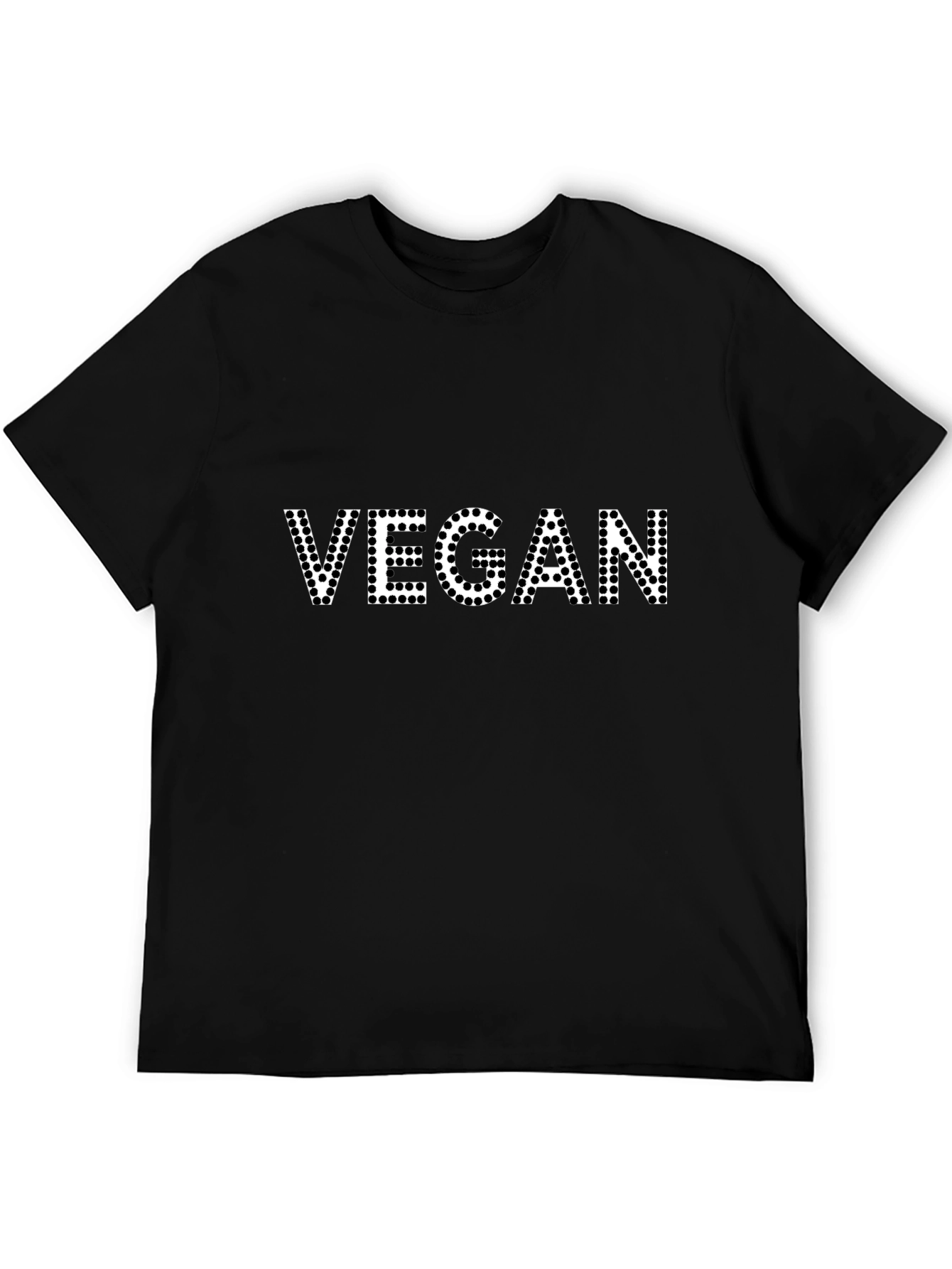 Vegan Black T-Shirt - Dotted Lettering