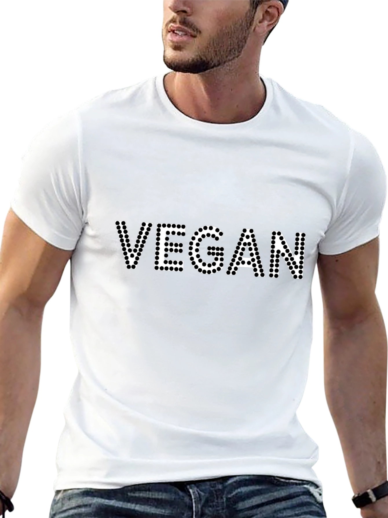 Vegan Black T-Shirt - Dotted Lettering
