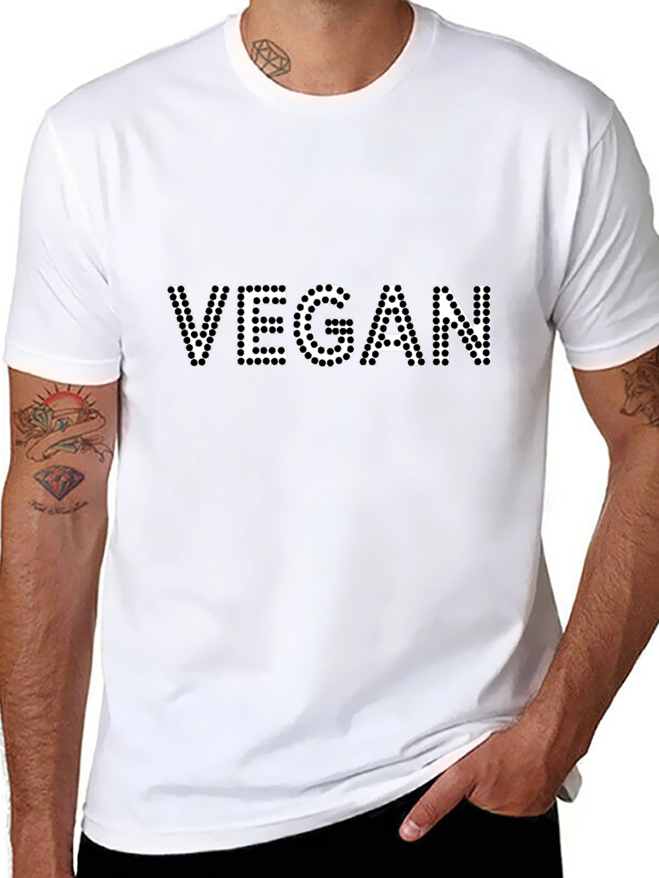 Vegan Black T-Shirt - Dotted Lettering