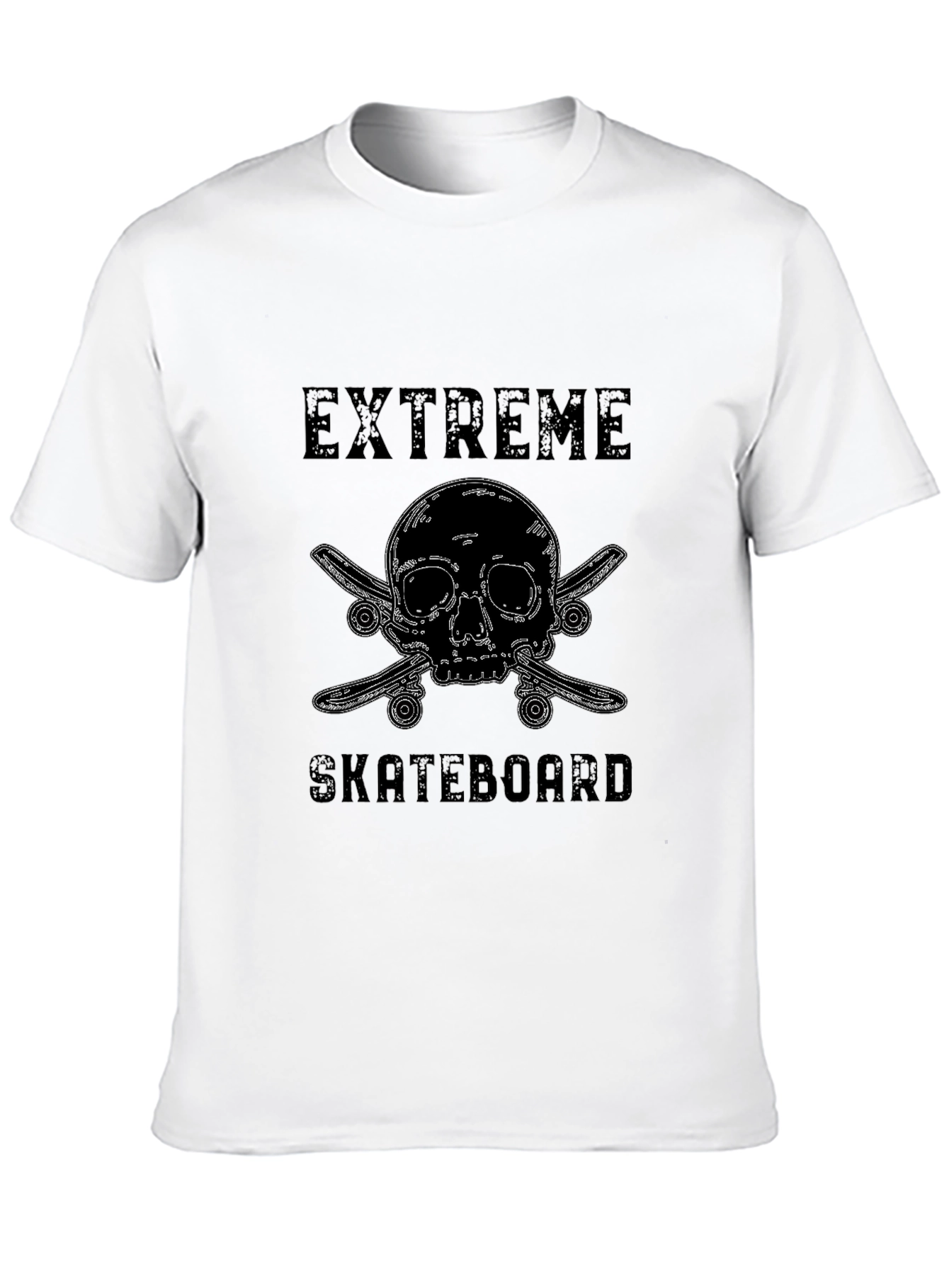 Extreme Skateboard Skull Graphic Black T-Shirt