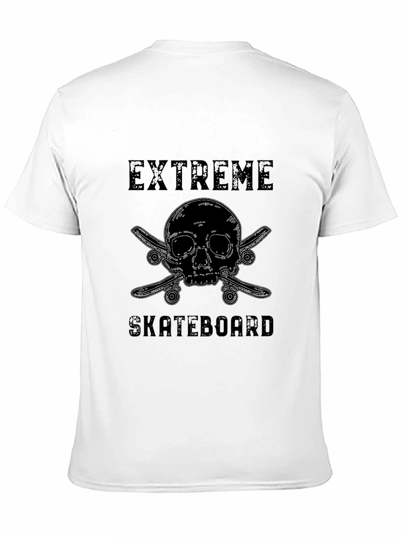 Extreme Skateboard Skull Graphic Black T-Shirt