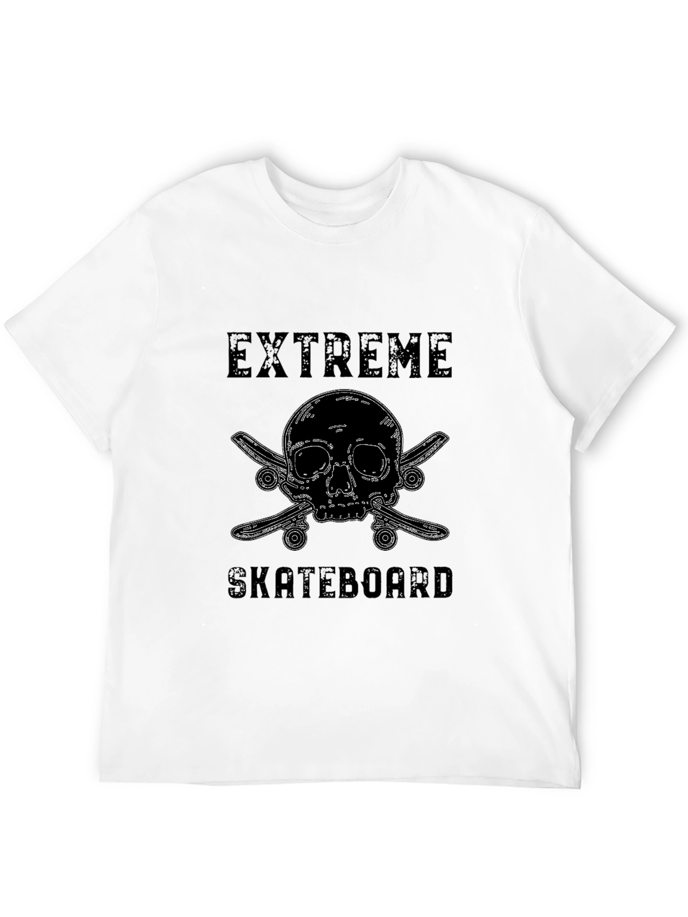 Extreme Skateboard Skull Graphic Black T-Shirt