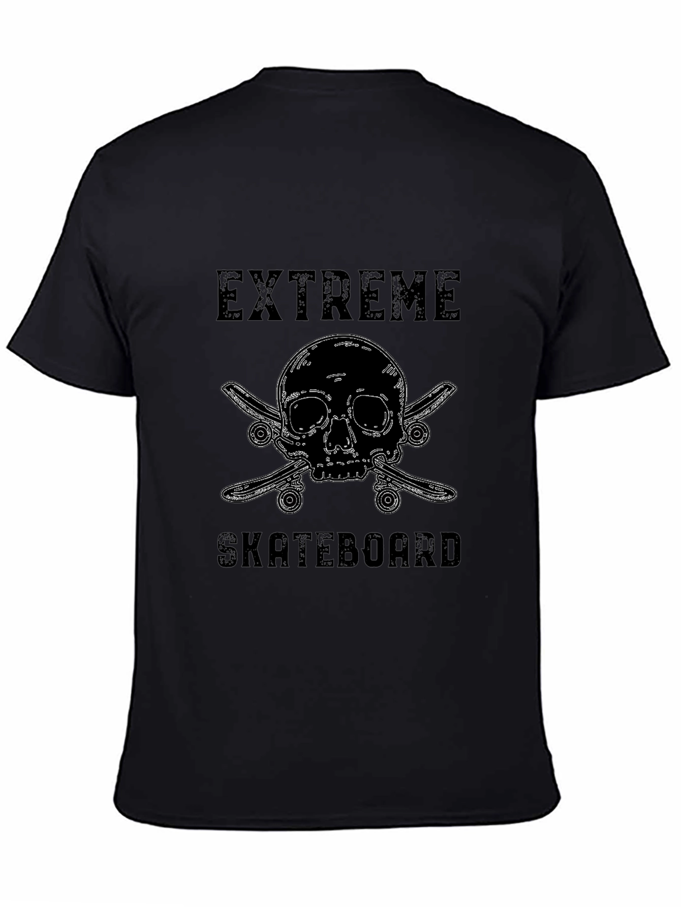 Extreme Skateboard Skull Graphic Black T-Shirt
