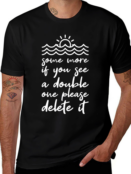 Humorous Wave Design Black T-Shirt