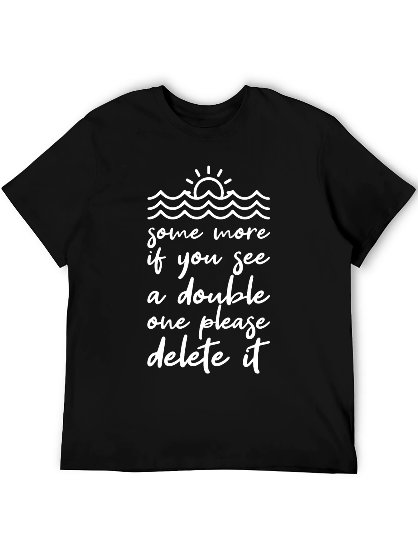 Humorous Wave Design Black T-Shirt