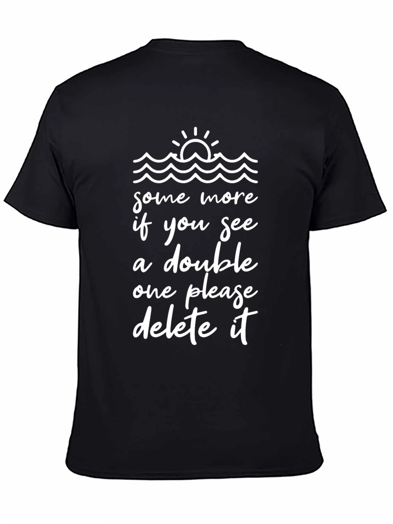 Humorous Wave Design Black T-Shirt