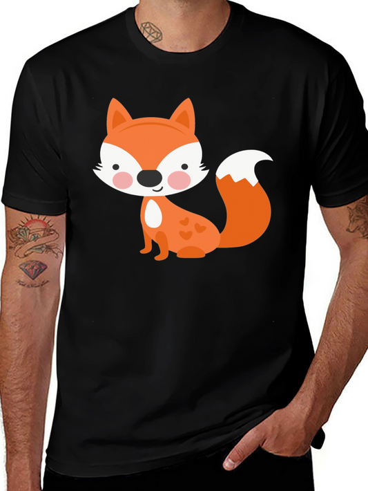 Cute Fox Graphic Tee - Fun & Playful Black T-Shirt