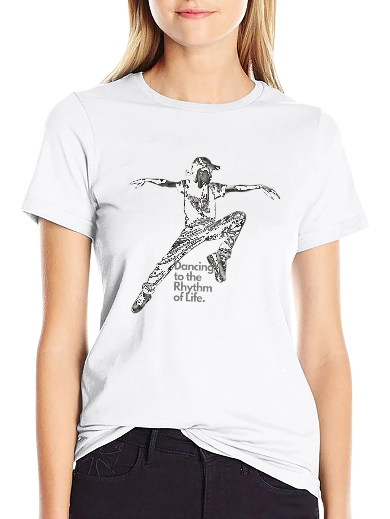 Dancing Rhythm Graphic Black Tee