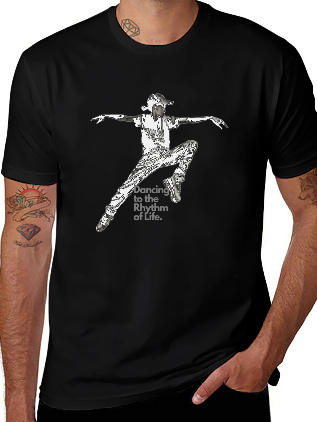 Dancing Rhythm Graphic Black Tee