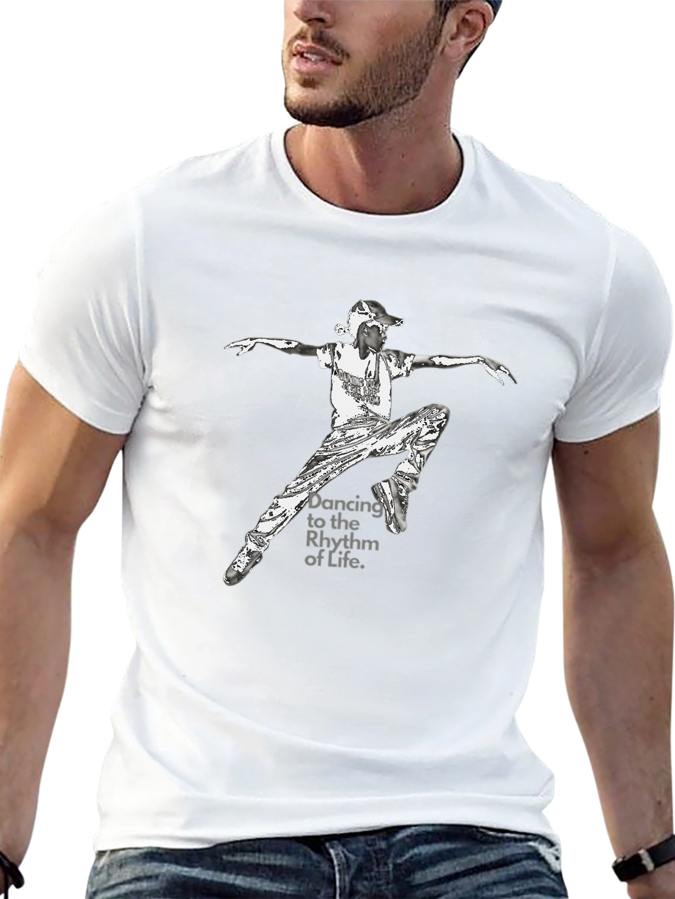 Dancing Rhythm Graphic Black Tee
