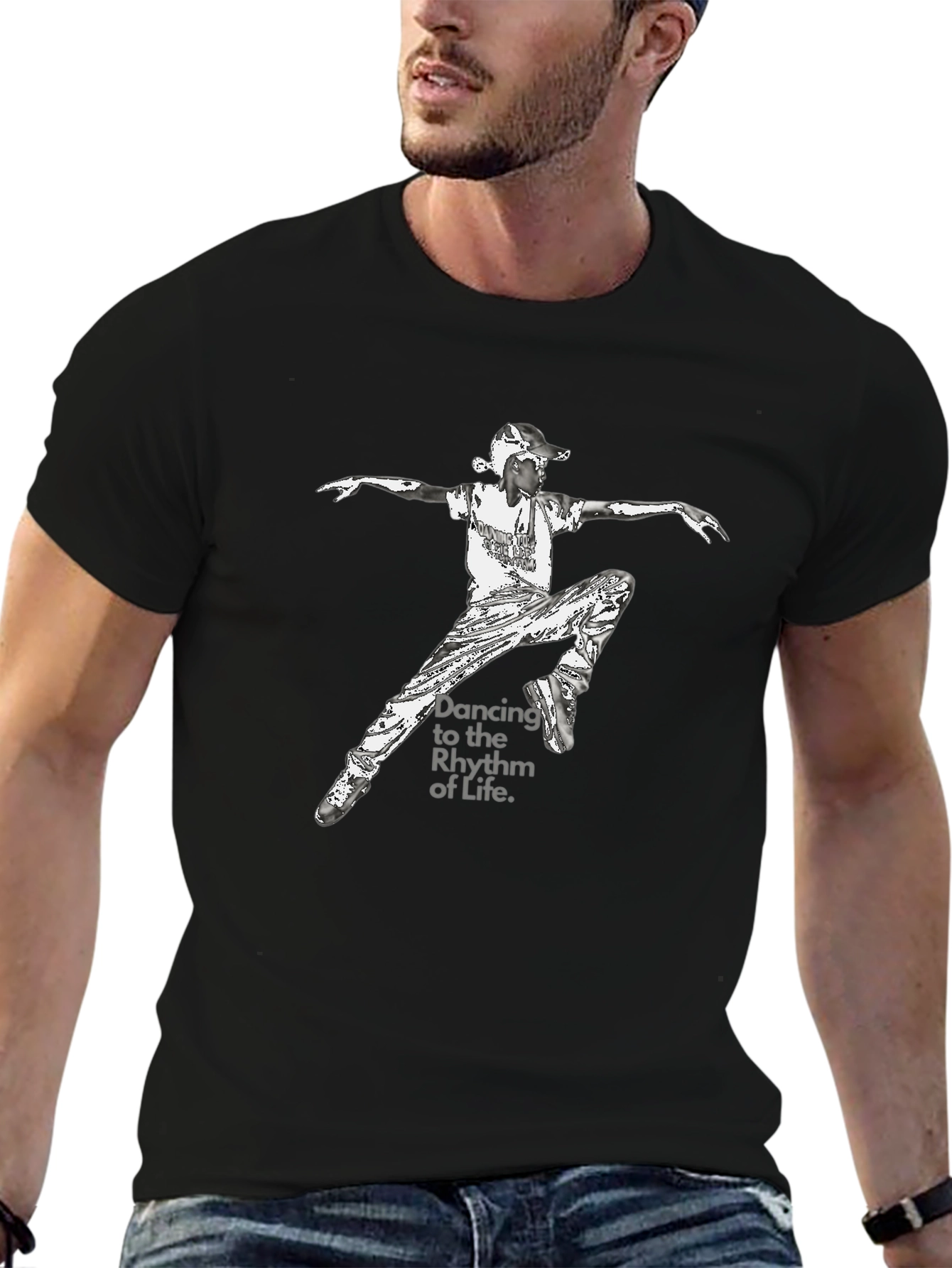 Dancing Rhythm Graphic Black Tee