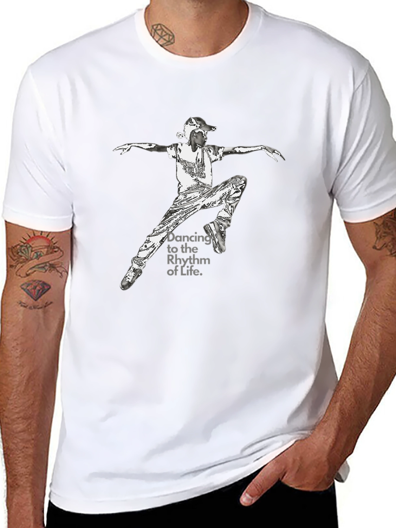 Dancing Rhythm Graphic Black Tee