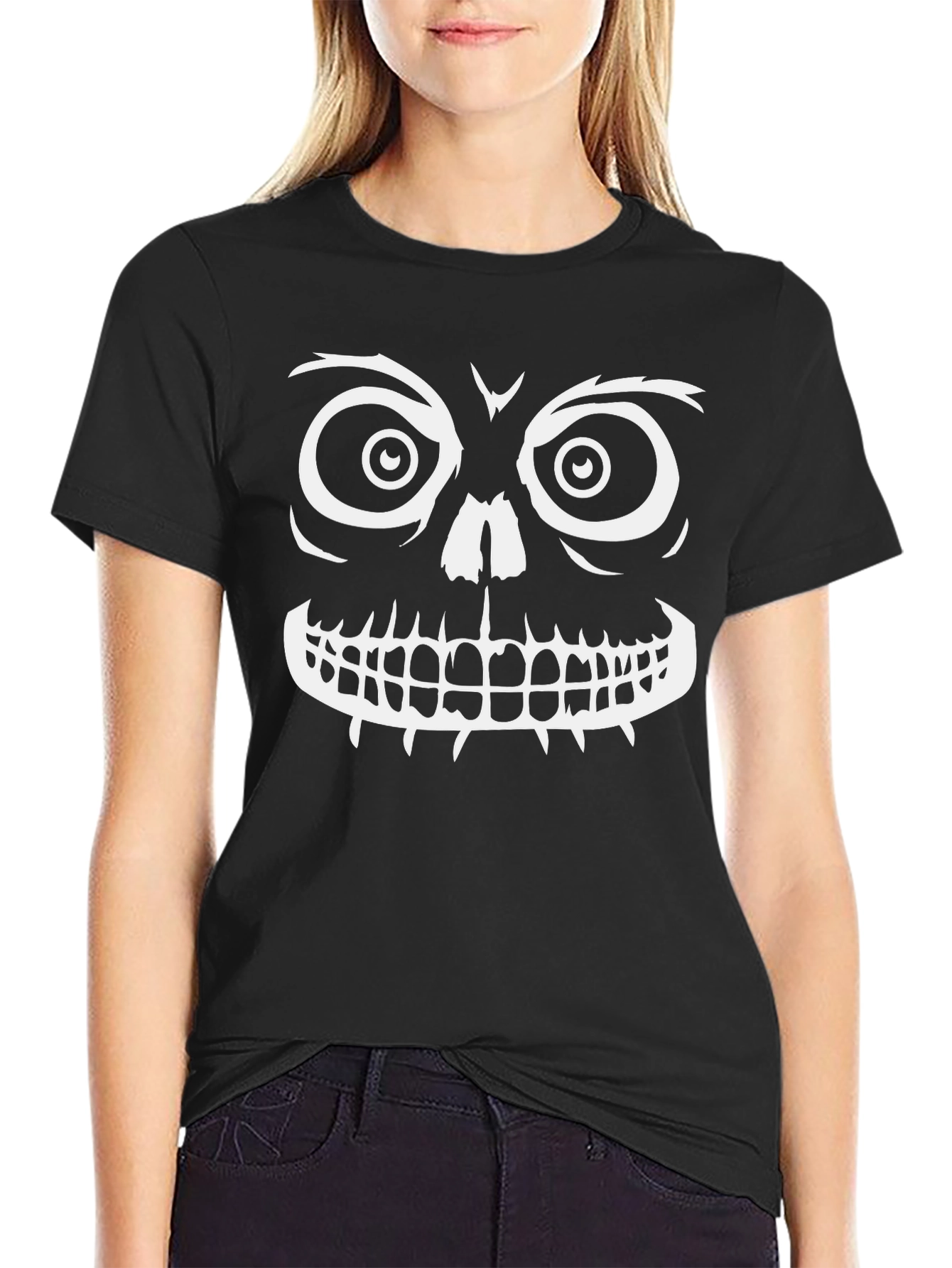 Spooky Skull Graphic Tee - Halloween Ready