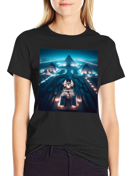 Egypt Pyramids & Sphinx Graphic Tee - Black Cotton Blend