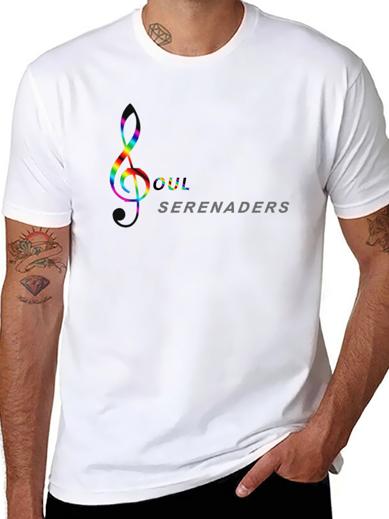 Soul Seranaders Rainbow Music Note Black T-Shirt