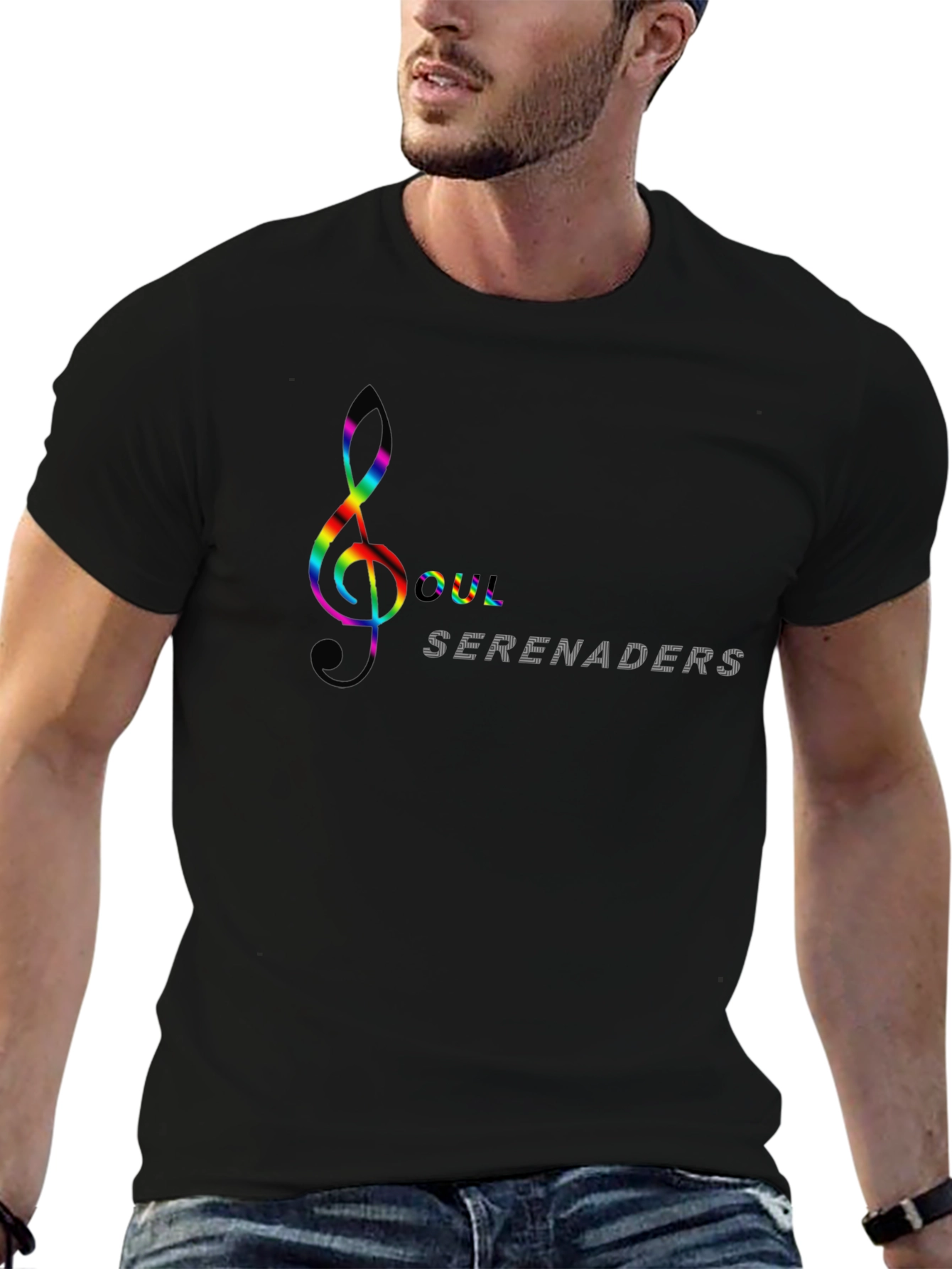 Soul Seranaders Rainbow Music Note Black T-Shirt
