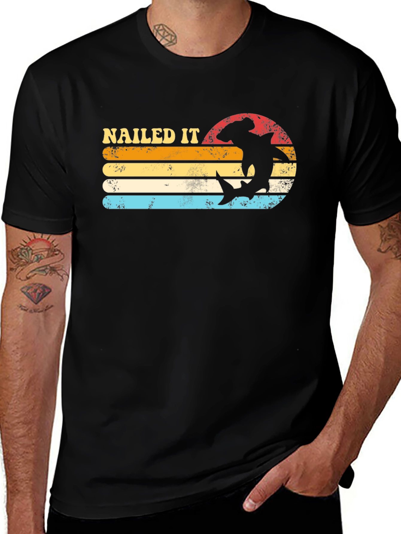 Nailed It Shark Retro T-Shirt