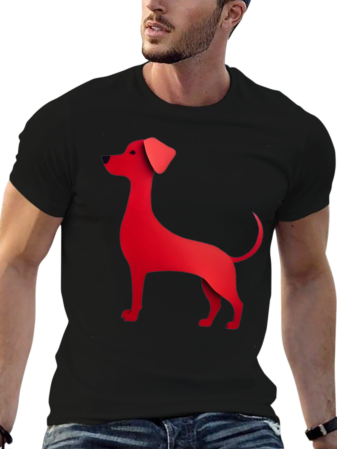 Red Dog Graphic Tee - Black Cotton Blend T-Shirt