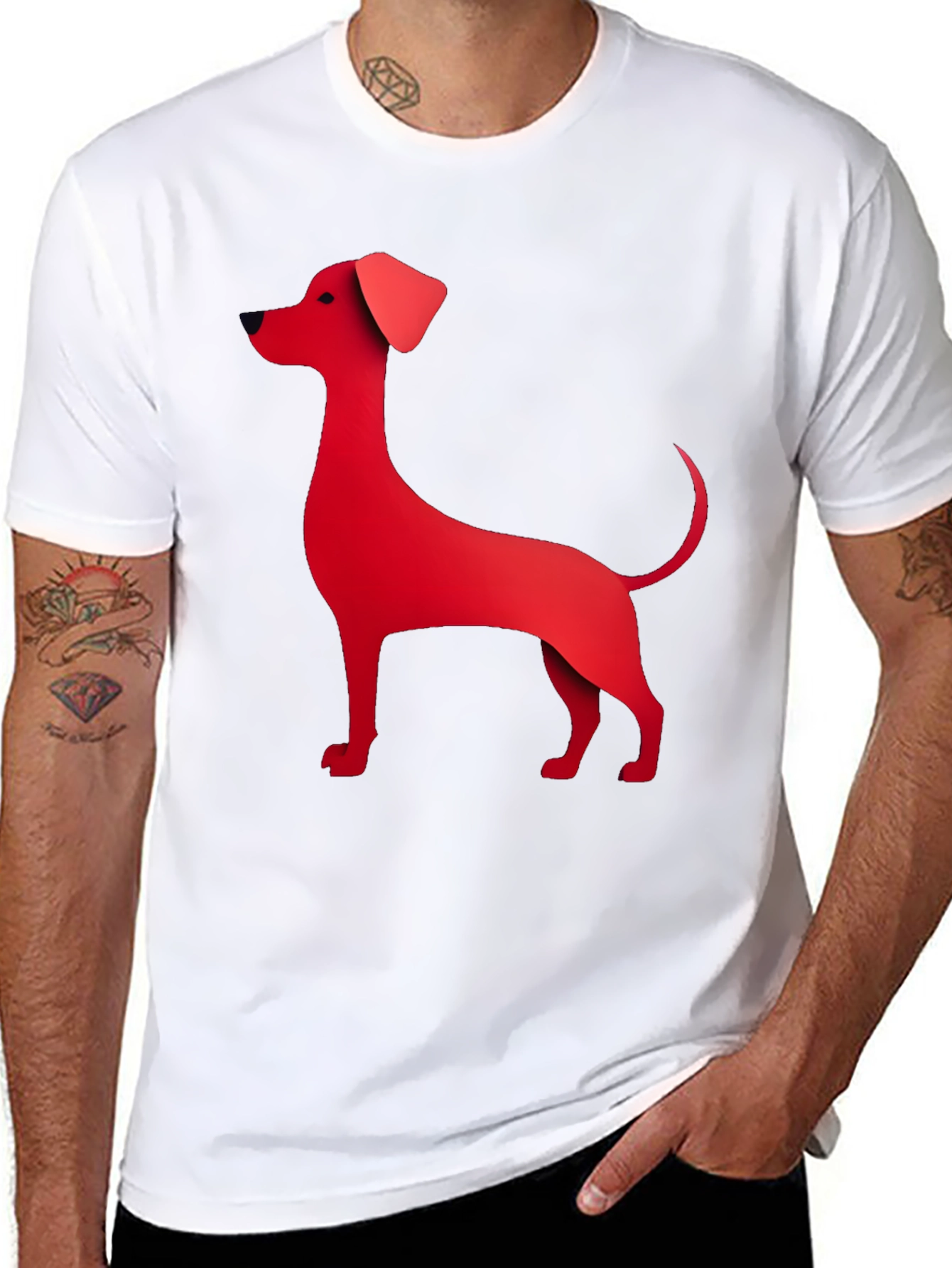 Red Dog Graphic Tee - Black Cotton Blend T-Shirt