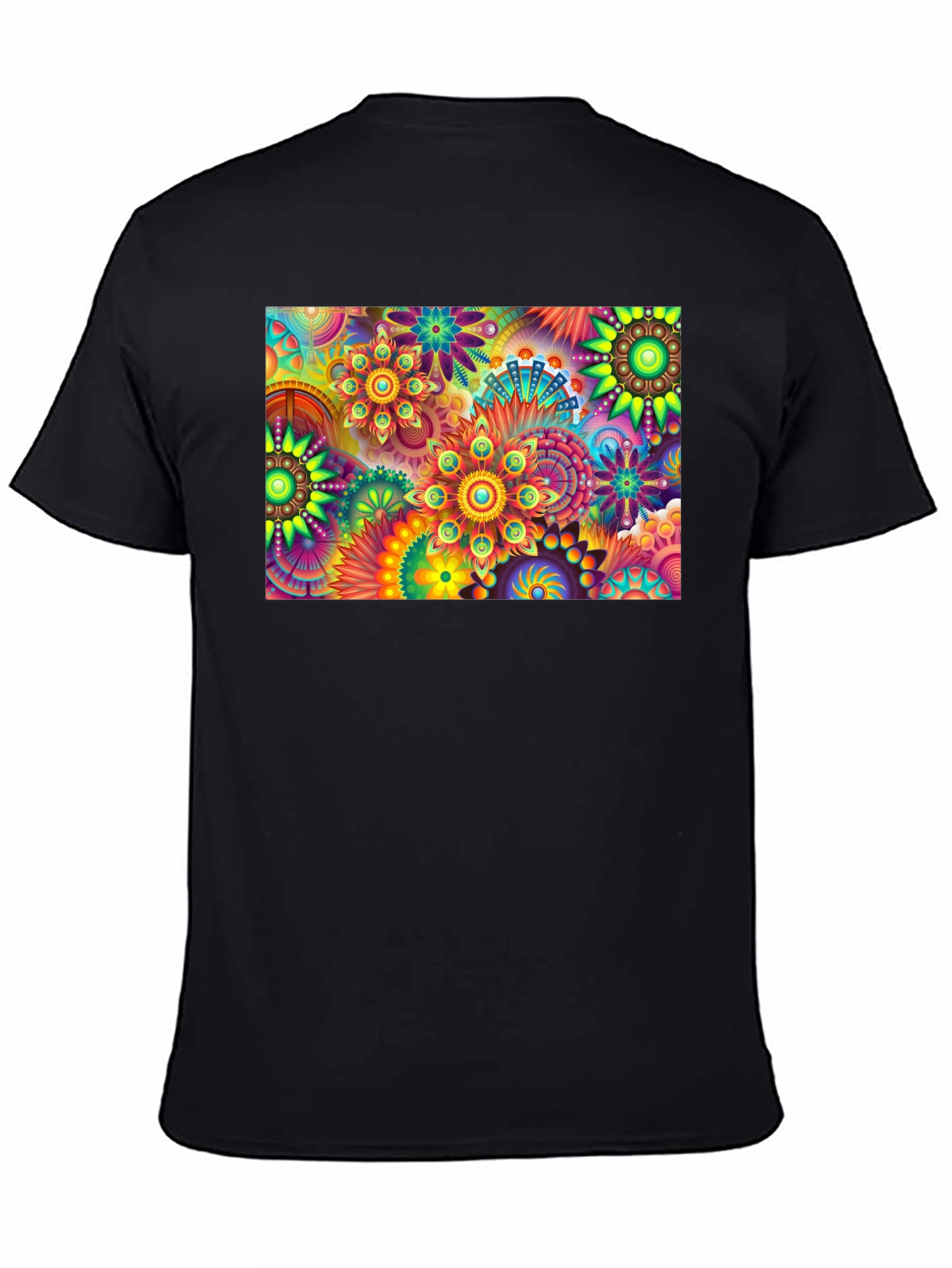 Vibrant Floral Print Black T-Shirt