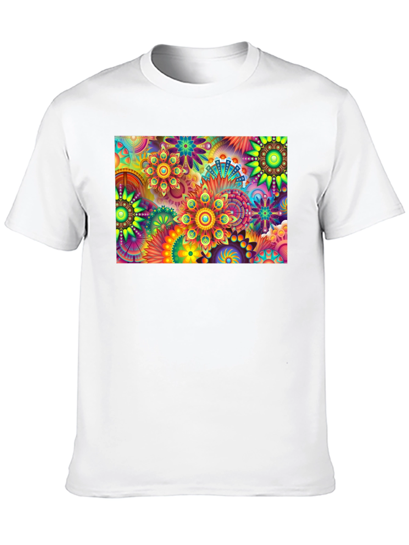 Vibrant Floral Print Black T-Shirt