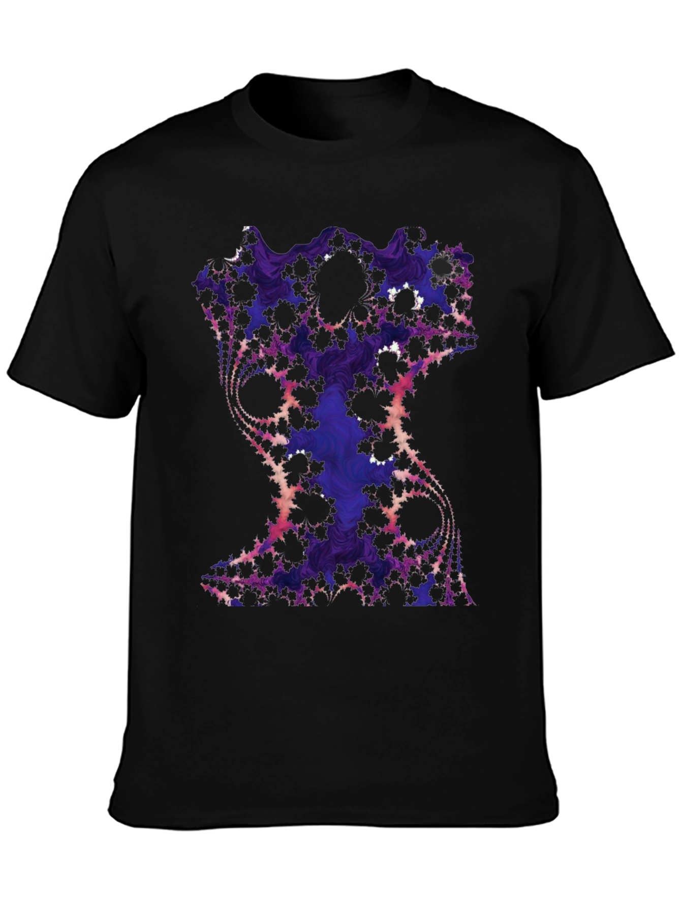 Fractal Art Graphic Tee - Black Cotton Blend