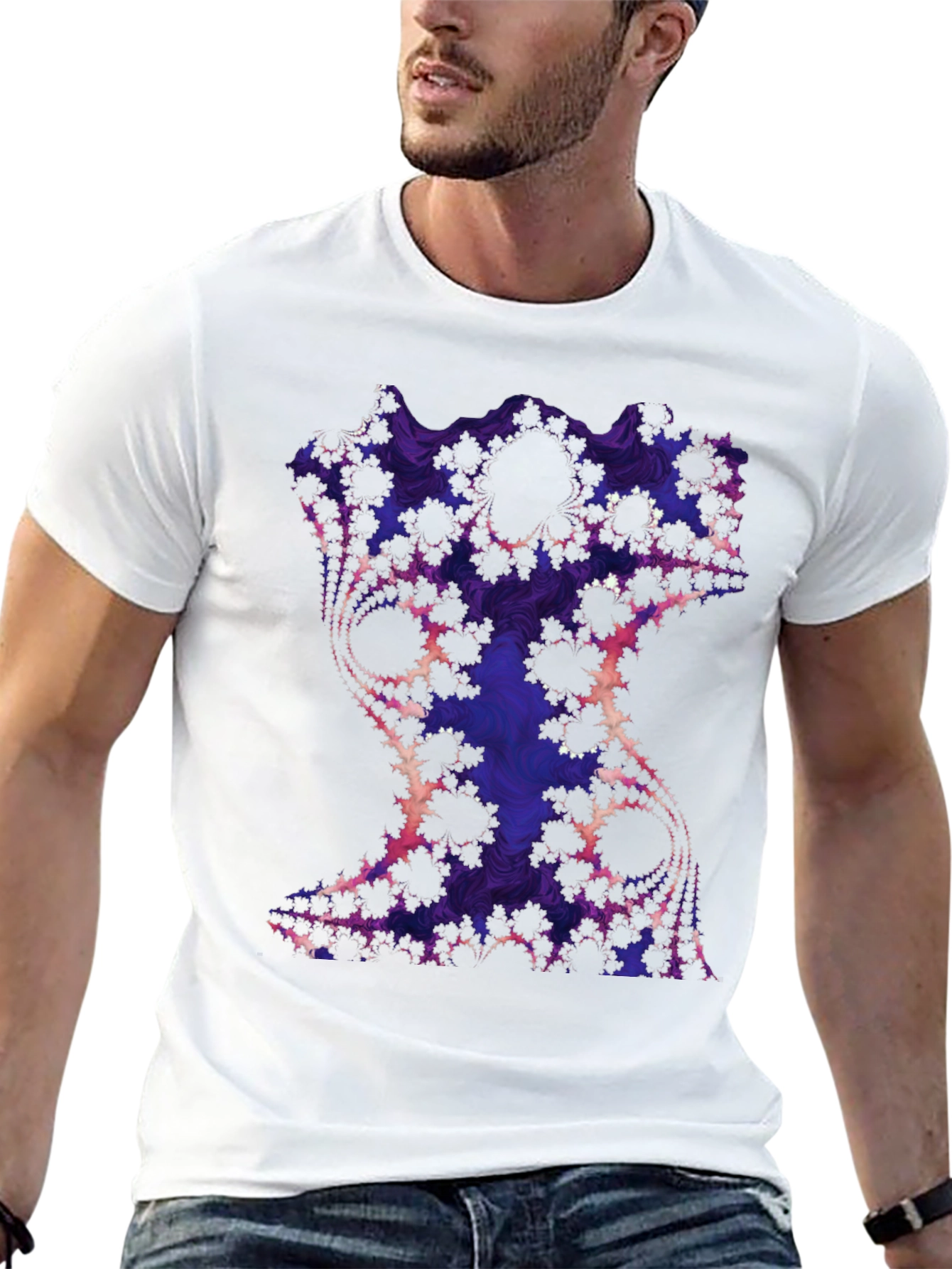 Fractal Art Graphic Tee - Black Cotton Blend
