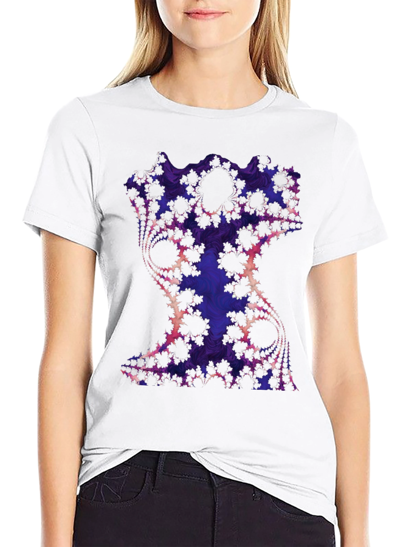 Fractal Art Graphic Tee - Black Cotton Blend