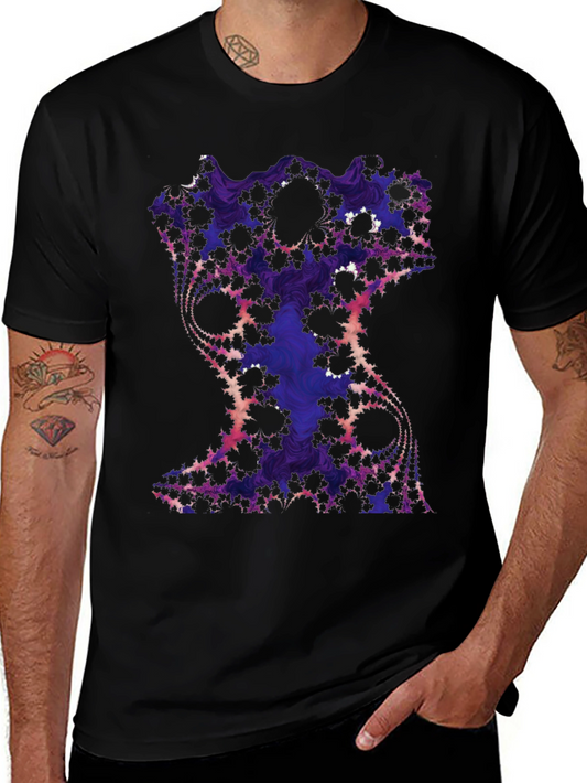 Fractal Art Graphic Tee - Black Cotton Blend
