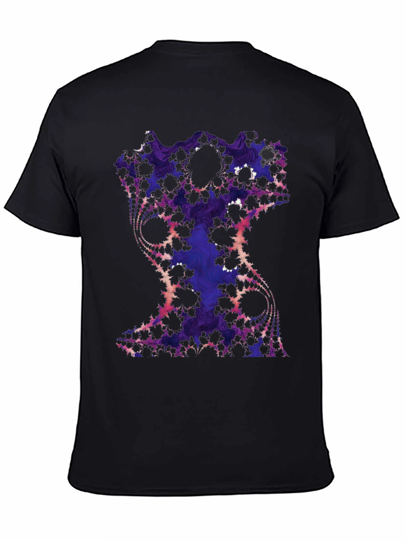 Fractal Art Graphic Tee - Black Cotton Blend