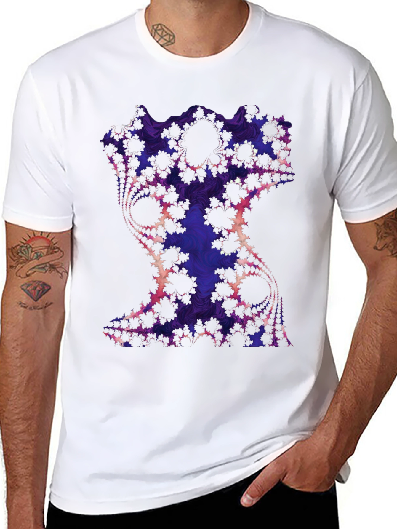 Fractal Art Graphic Tee - Black Cotton Blend