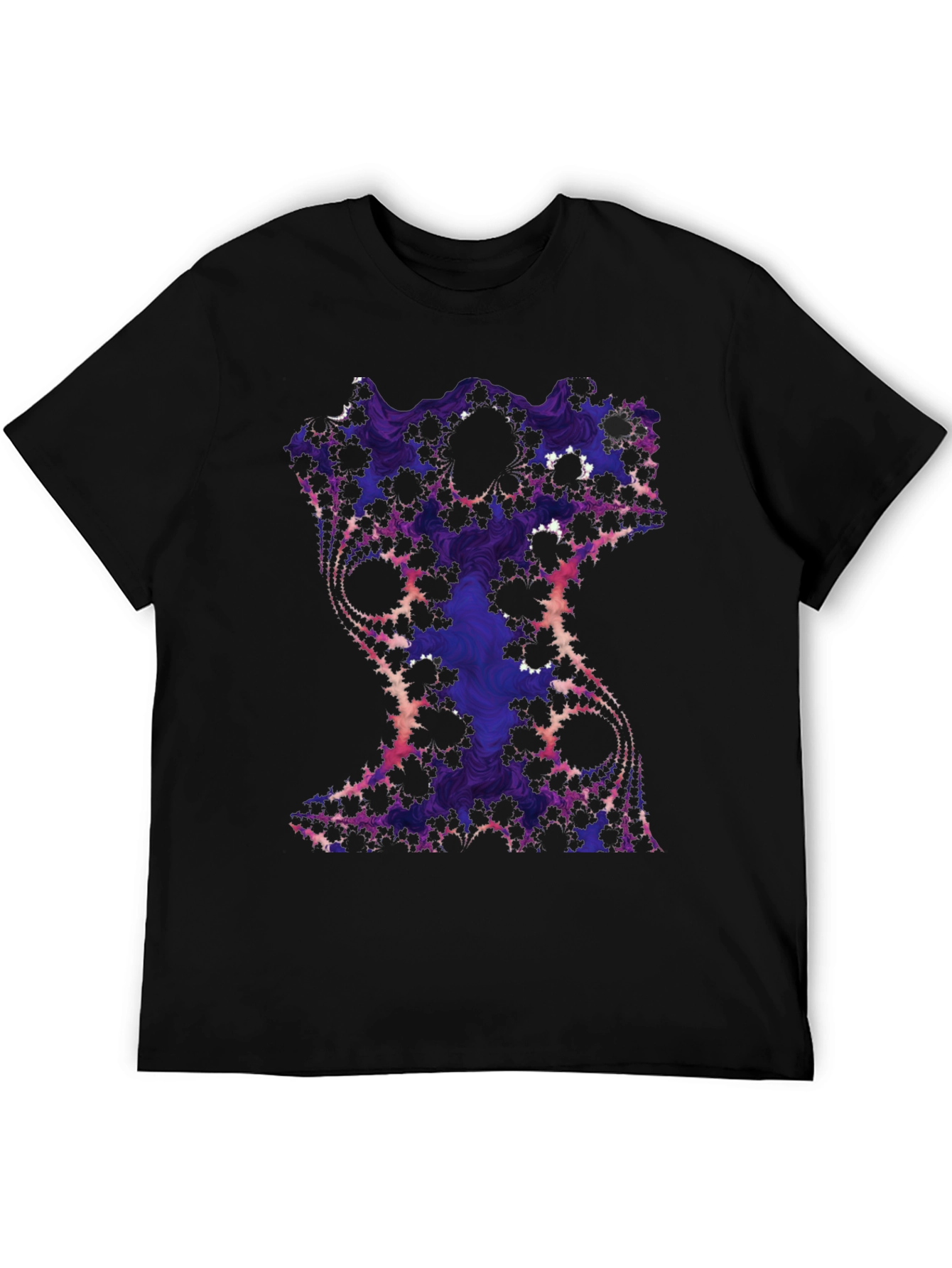 Fractal Art Graphic Tee - Black Cotton Blend