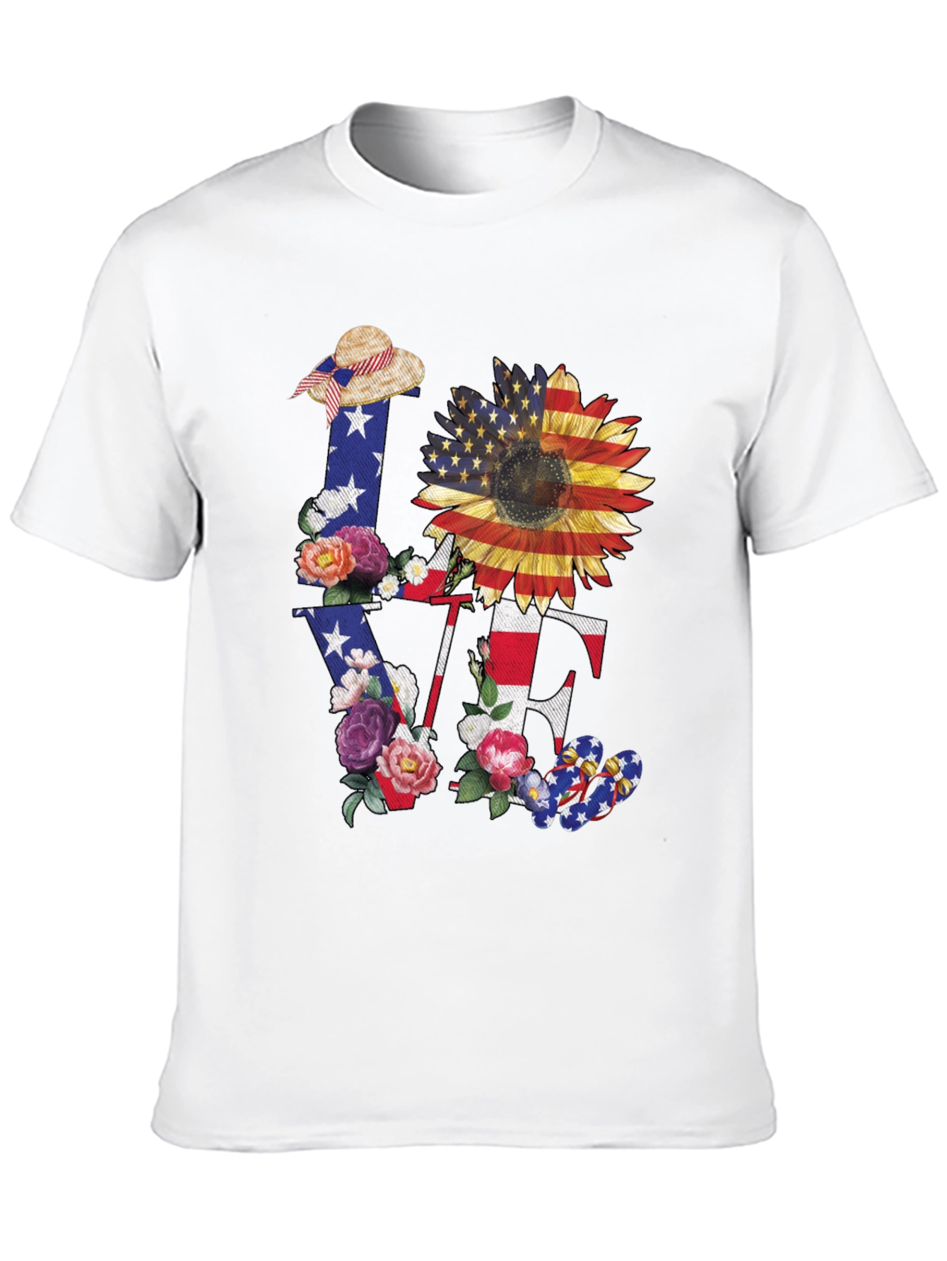 Patriotic Sunflower LOVE Graphic Tee