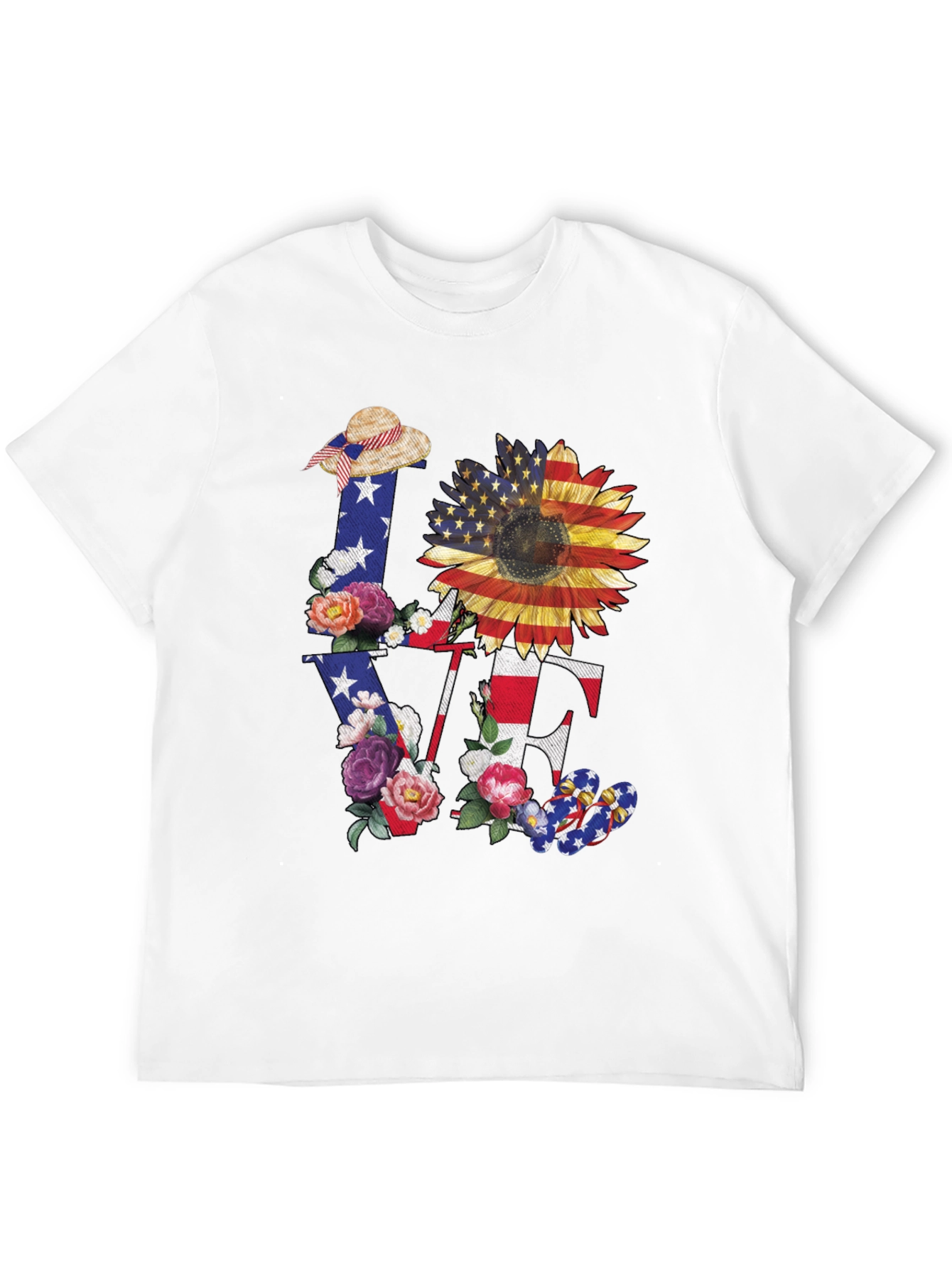 Patriotic Sunflower LOVE Graphic Tee
