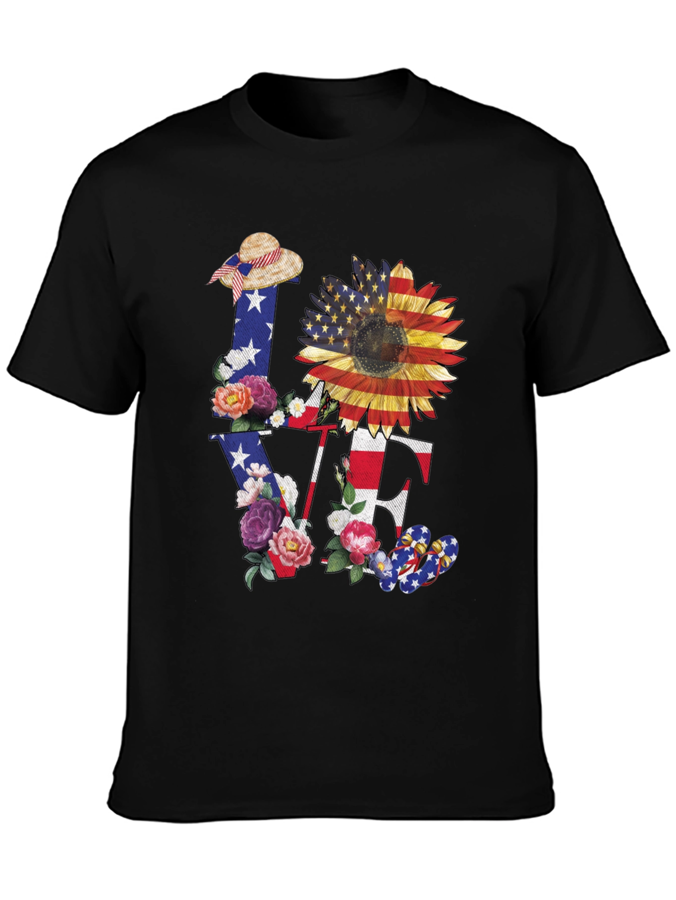 Patriotic Sunflower LOVE Graphic Tee