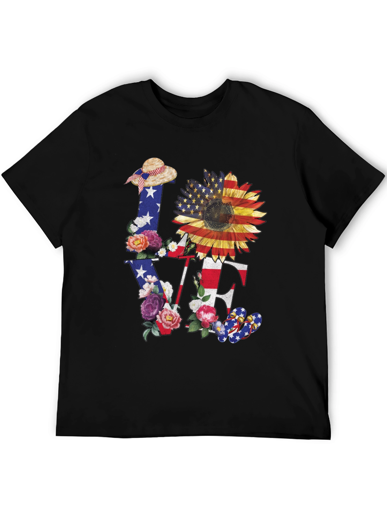 Patriotic Sunflower LOVE Graphic Tee
